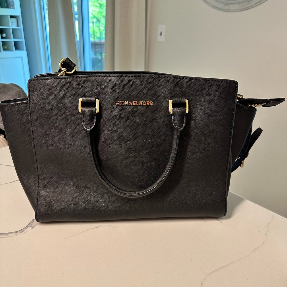 Black leather Michael Kors handbag